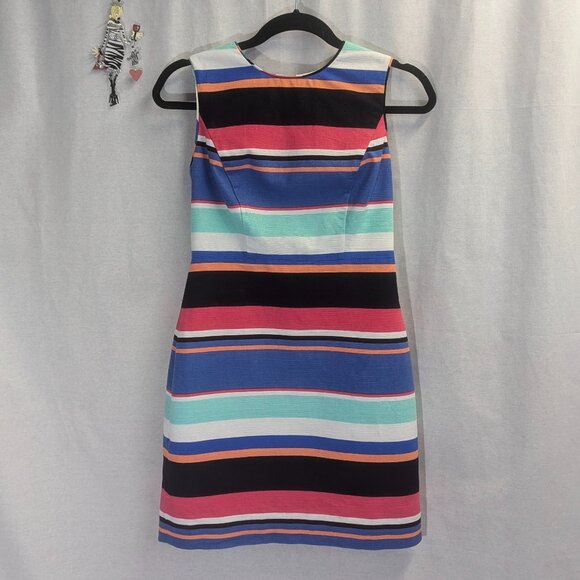 Kate Spade Tropical Stripe Mariam Dress Fully Lined Gold Zipper Size 2